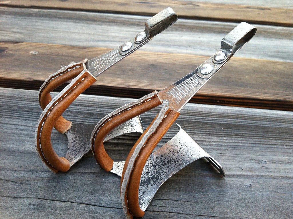 Leather wrapped toe clips A pair of old toe clips revived.… Flickr