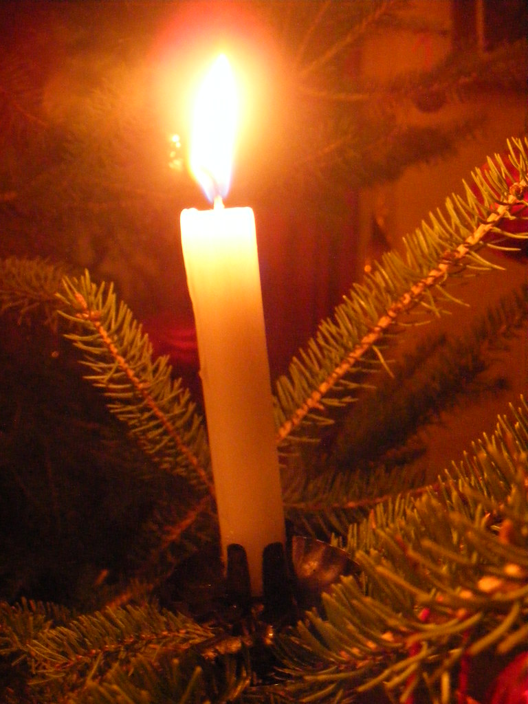 Live candles on the Christmas Tree and the Grail nativity … Flickr