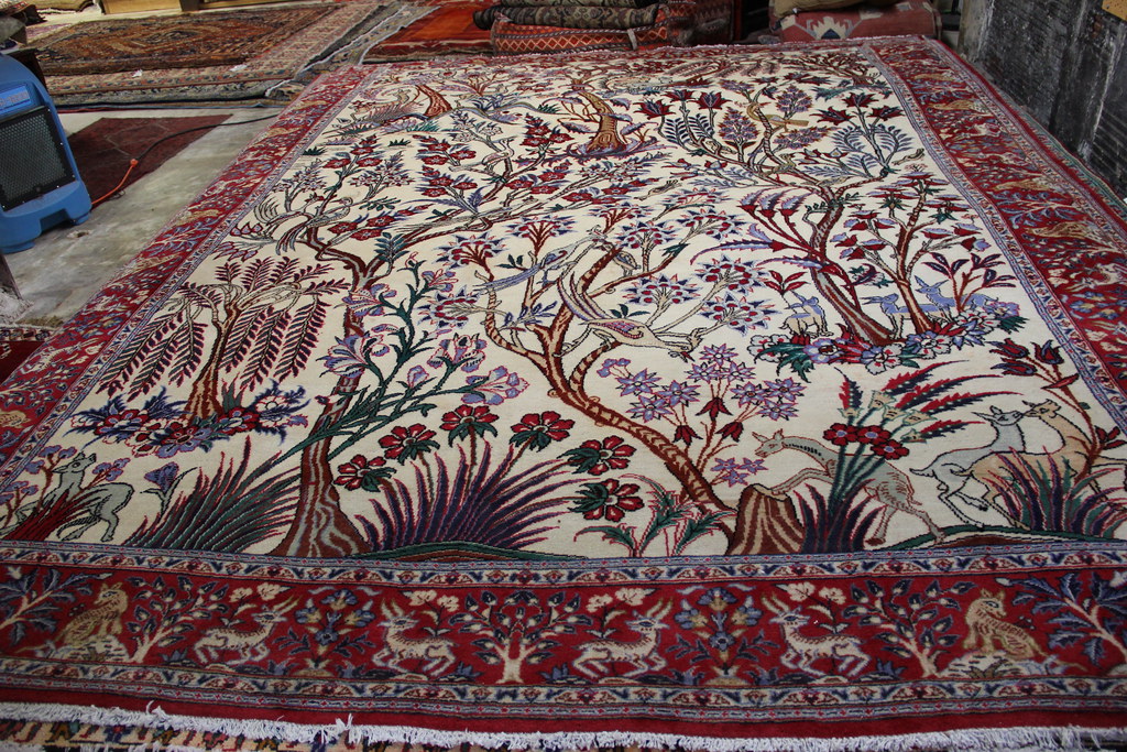 Tree of Life, Deer Qum Persian Rug 1 Carpetbeggars Hand Kn… Flickr
