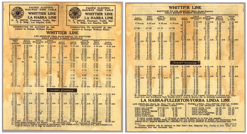 Pacific Electric Railway Time Table A Pacific Electric Rai… Flickr