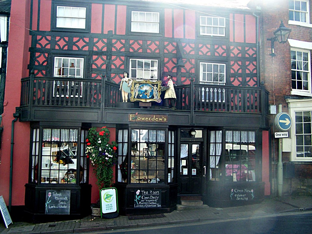 Herefordshire, Bromyard Flowerdews Tea Rooms with clock be… Flickr