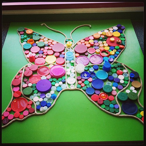 Butterfly from bottle caps Owen and Aki Flickr