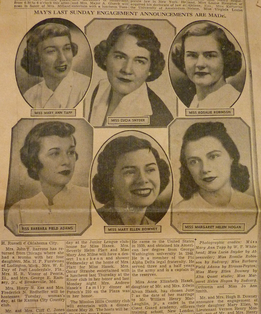 Wedding announcements, May 1952 The Kansas City Star newsp… Flickr