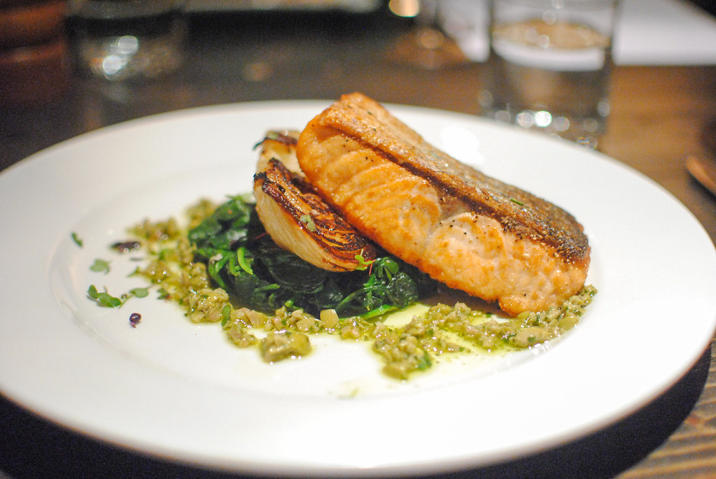 Pan Roasted Skuna Bay Salmon Fennel Confit, Sauteed Spinac… Flickr