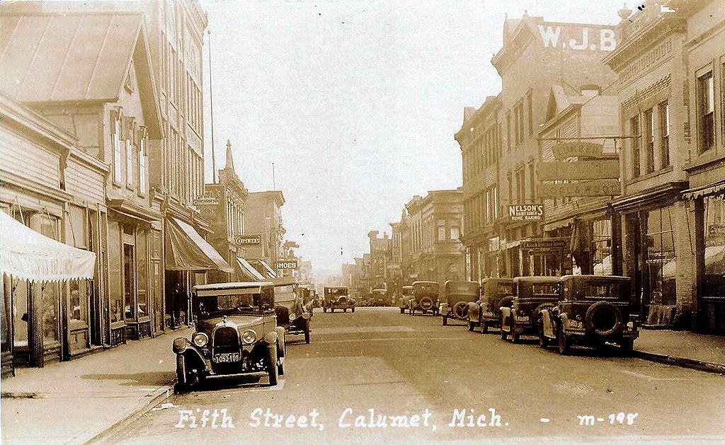 Fifth Street, Calumet, Michigan rppc, 1920s. Wystan Flickr