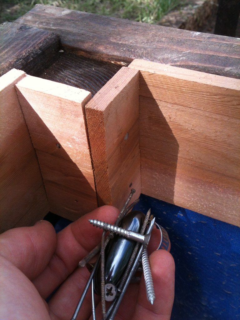 I use recycled finishing nails on the small trim pieces to… Flickr