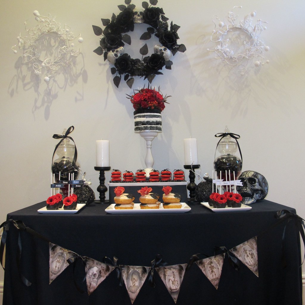 Black and Red Monster dessert table Grace Healey Flickr