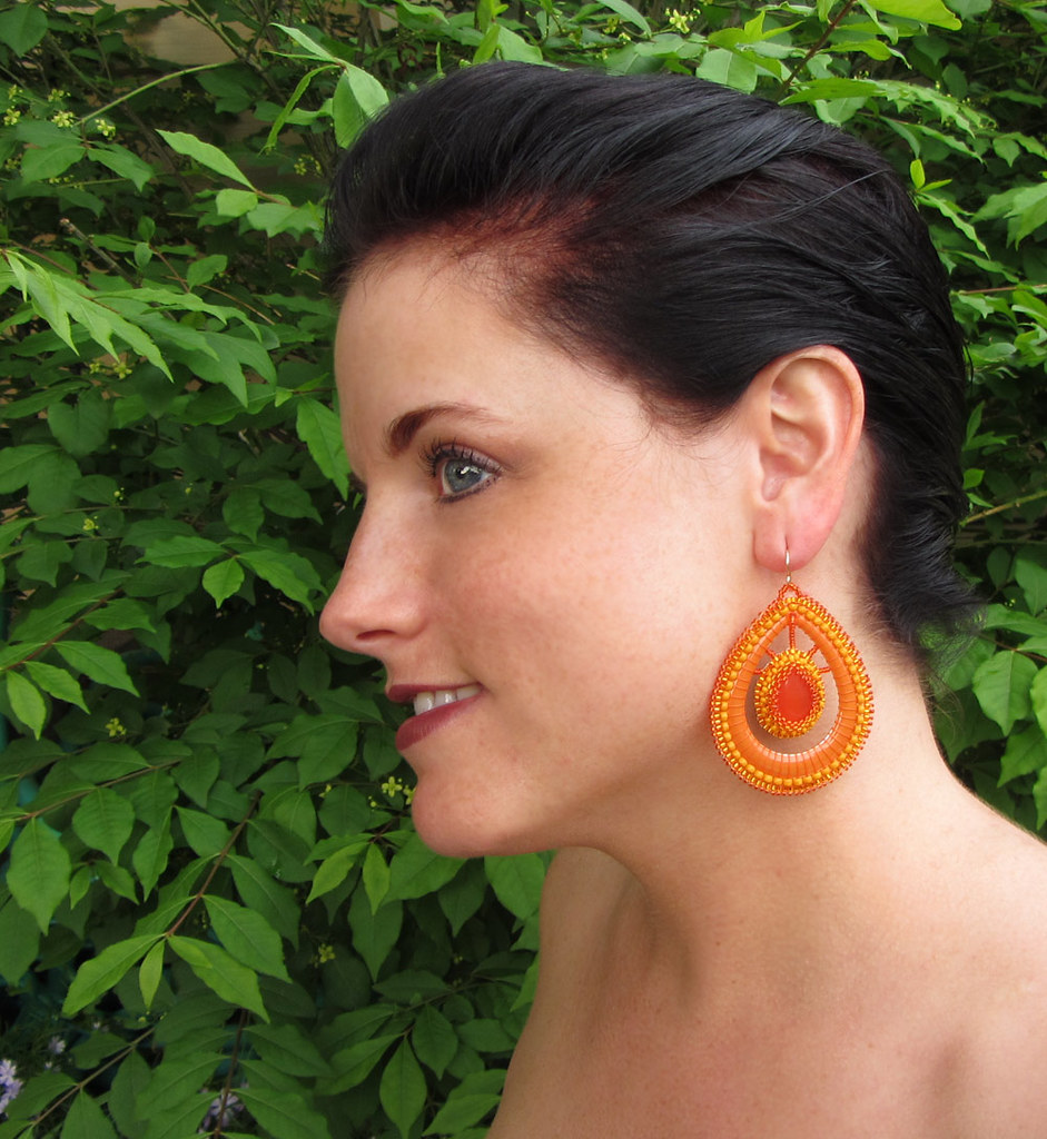 Orange Lightweight Beaded Metal Earrings For these detail… Flickr