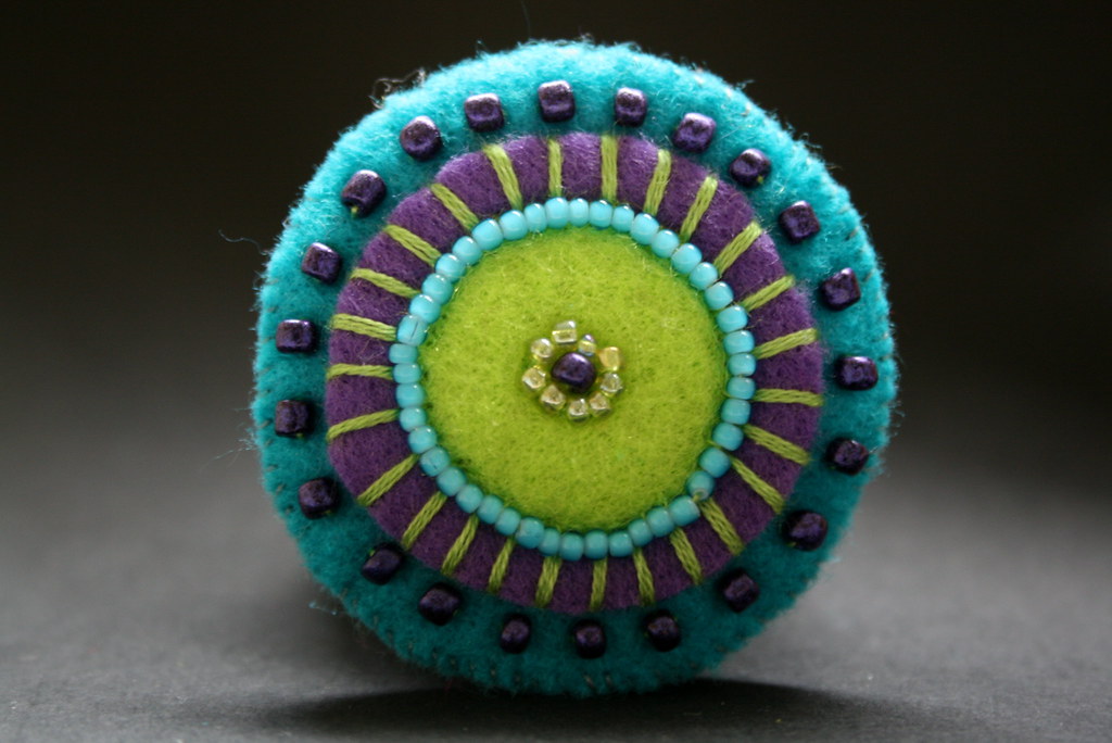 Felt & glass bead brooch Flickr