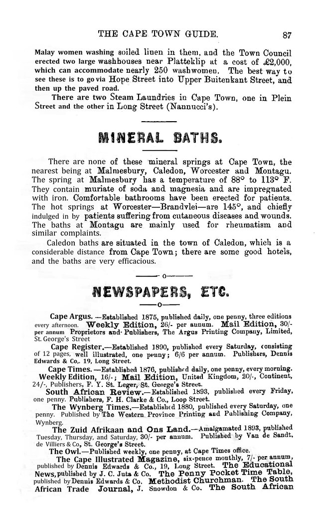 Mineral Baths and Newspapers The Cape Town Guide 1897 Flickr