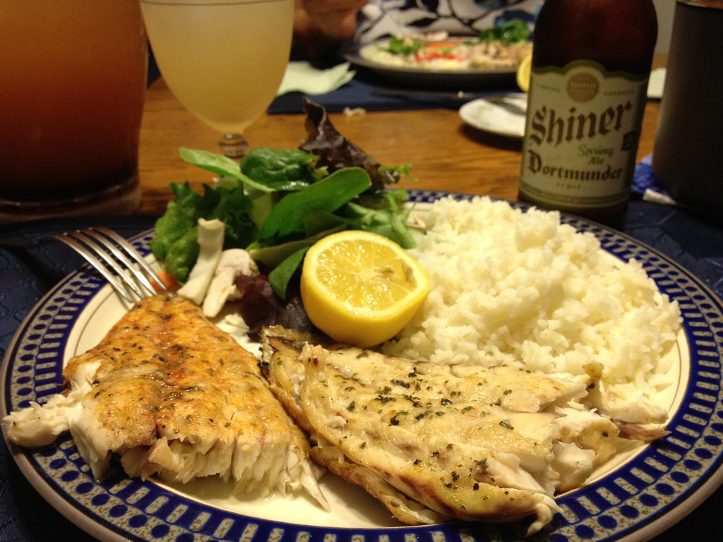 Grilled Redfish w/ Rice & Salad — in Brownsville, TX. Flickr