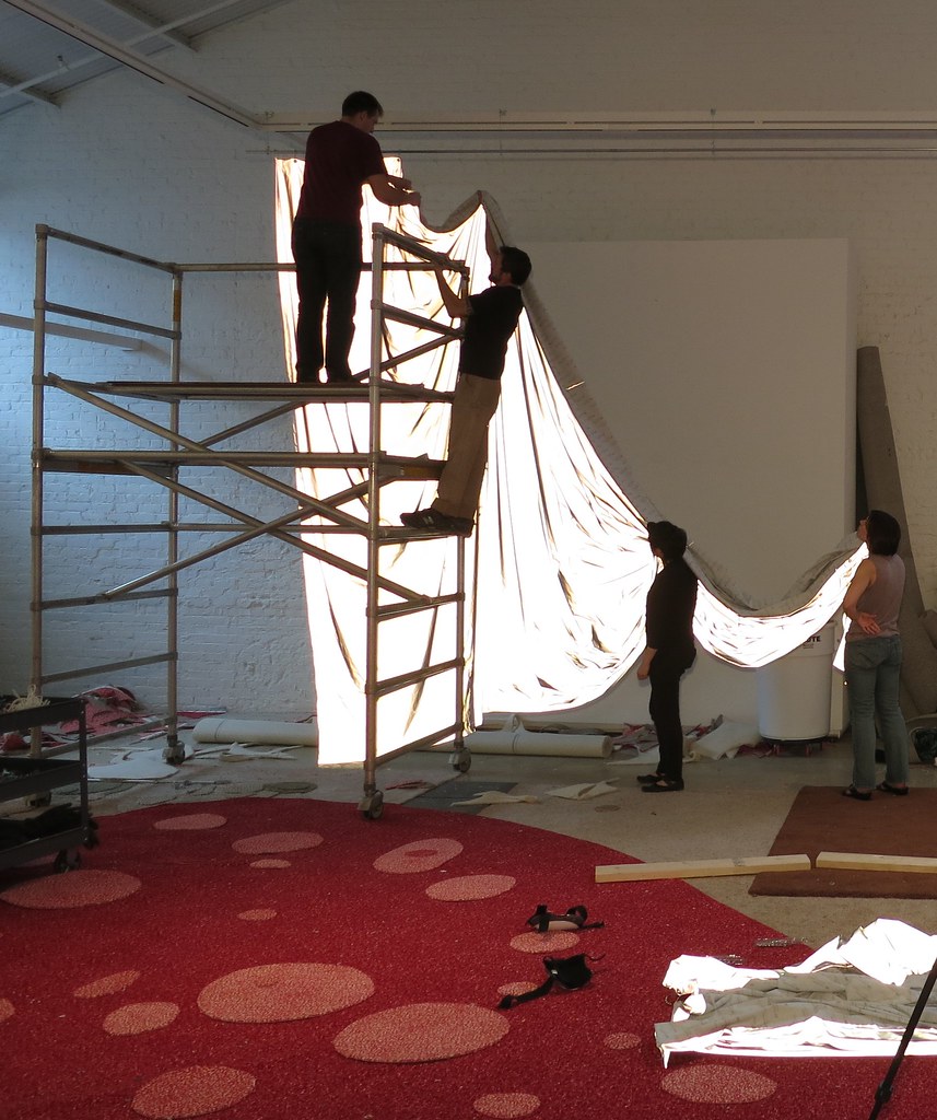 Installing reflective curtain...At CAM raleigh jose lerma Flickr