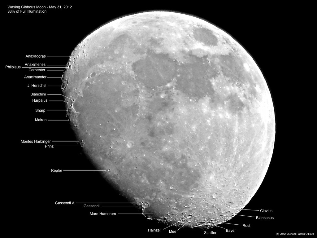 Waxing Gibbous Moon (Labeled) May 31, 2012 a photo on Flickriver