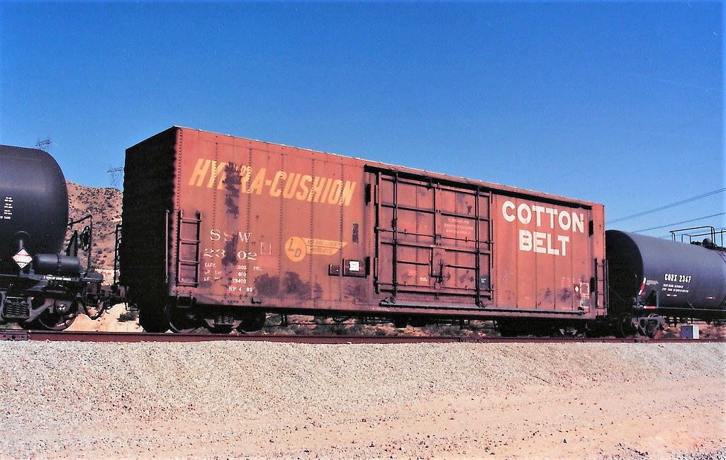 Cotton Belt boxcar at Cajon Summit in 1993 Tangled Bank Flickr