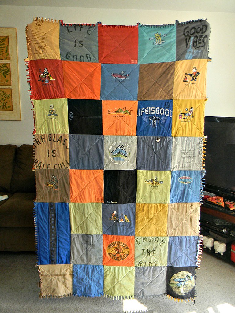 Life is Good tshirt quilt Front with ragged edges Flickr