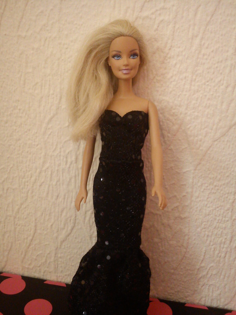 Handmade Barbie black sequined mermaid tail dress I love t