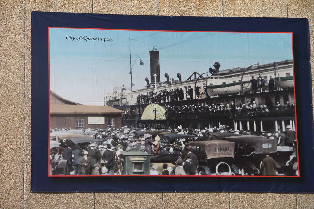 Alpena Michigan, Alpena County MI Post card mural art Bruce Wicks