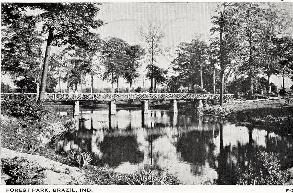 Forest Park bridge in Brazil, Indiana circa 1940s postcard… Flickr