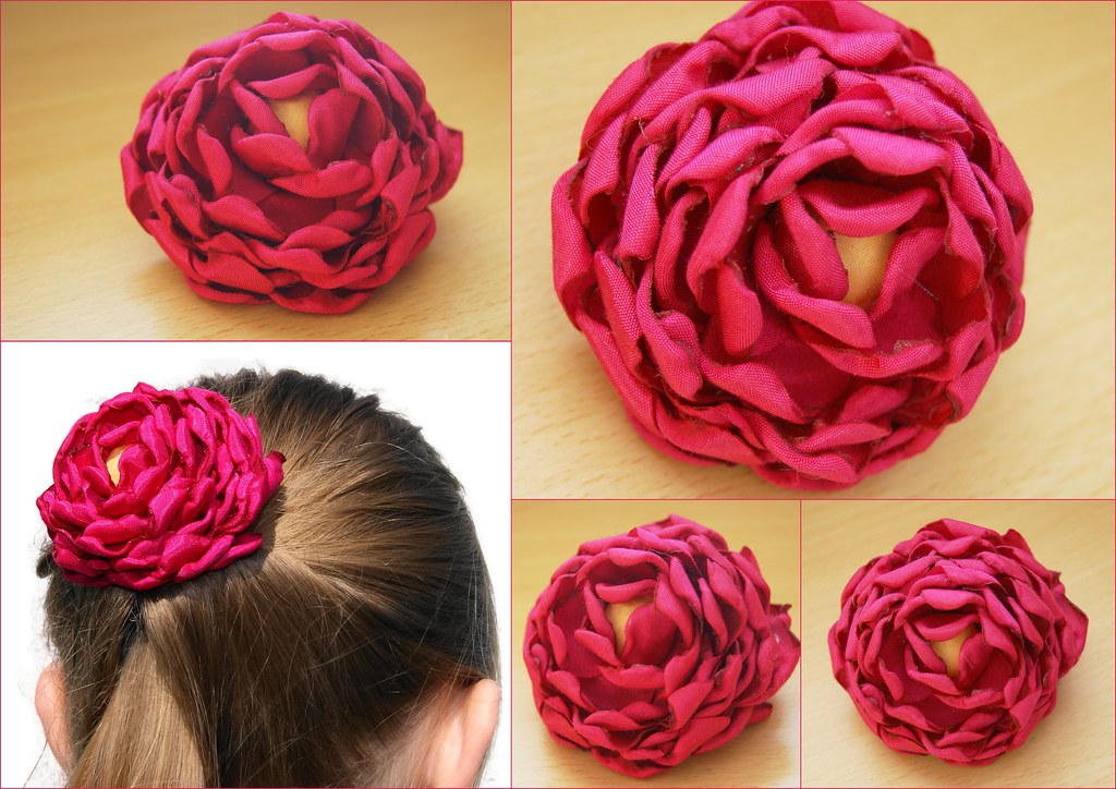 Pink Silk Hair Flower Clip Upcycled silk hair flower Each… Flickr