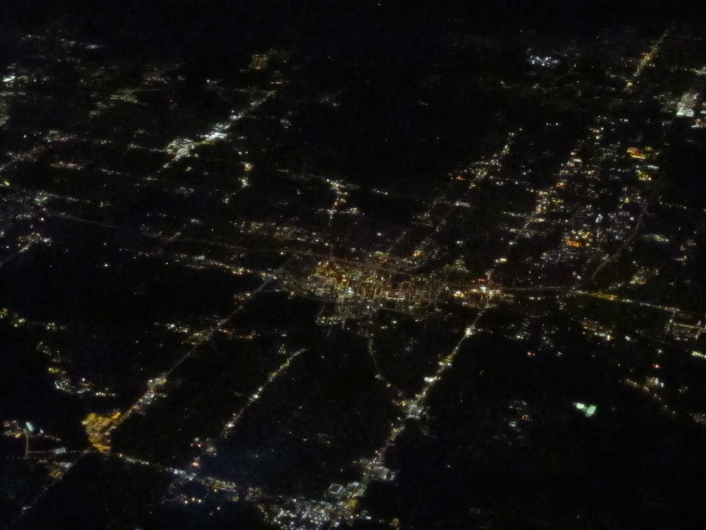 Des Moines, Iowa at Night from Flight from Chicago to Las Vegas, Nevada