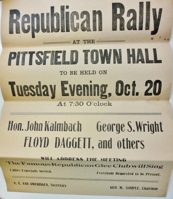 Poster for a Republican Rally at the Pittsfield Town Hall,… Flickr