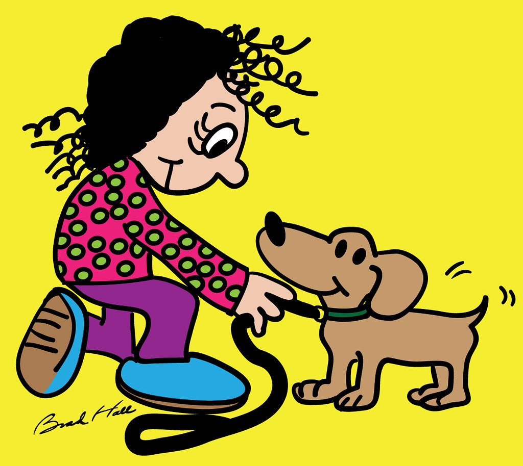 Copyrightfree cartoon of a little girl putting a leash on… Flickr