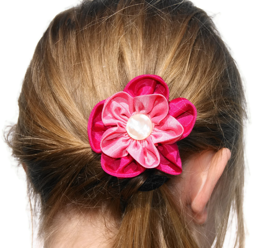 Hair clip pink silk hair flower Silk Hair Flower Clip Us… Flickr