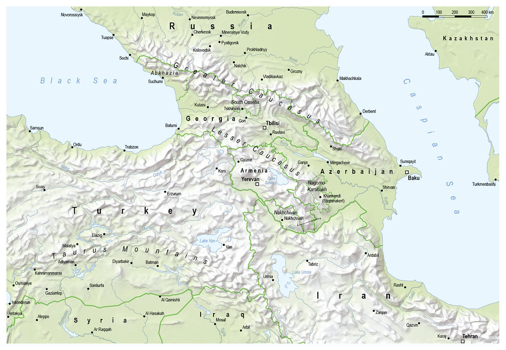 Caucasus Mountains Topographic Map The Caucasus A topographic map of the Caucasus. Map by Mat… Flickr