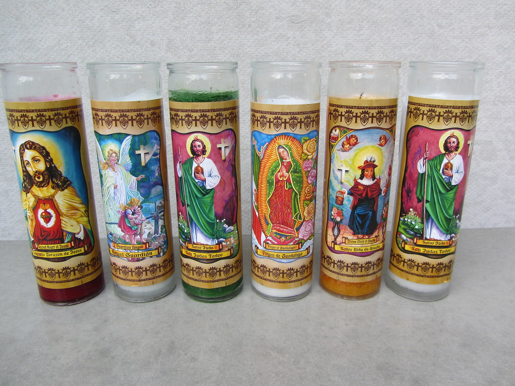 Mexican religious candles broussardsd Flickr