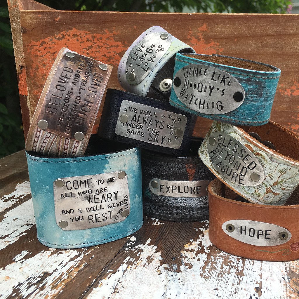 Stamped Leather Cuff All of the cuffs I create are made fr… Flickr