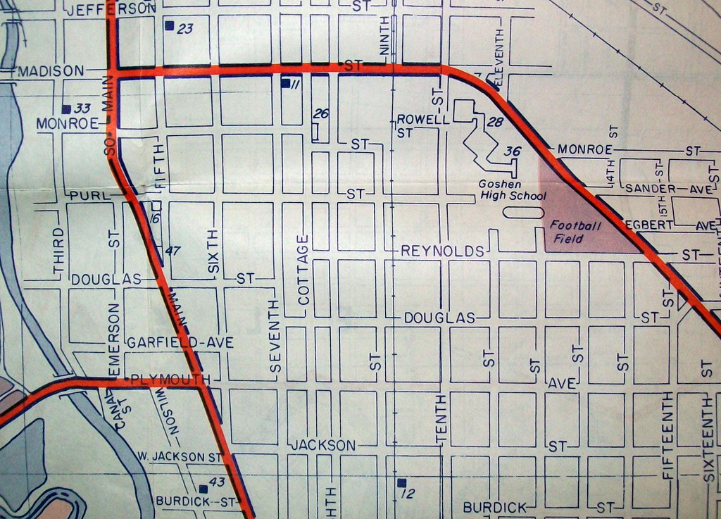 Goshen IN (Nov 1975) Map by Arrow Maps, published for a ma… Flickr