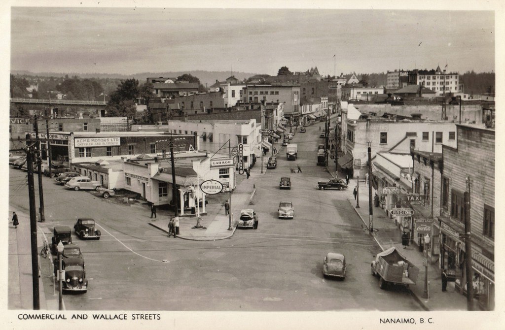 Postcard Commercial & Wallace Sts., Nanaimo, BC, c.1946 Flickr