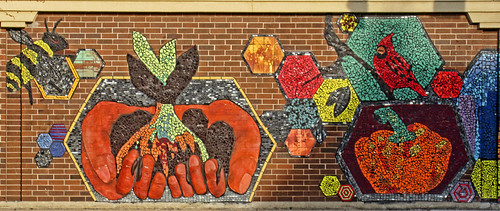 Whole Foods Mural Bricolage mural on the wall of the