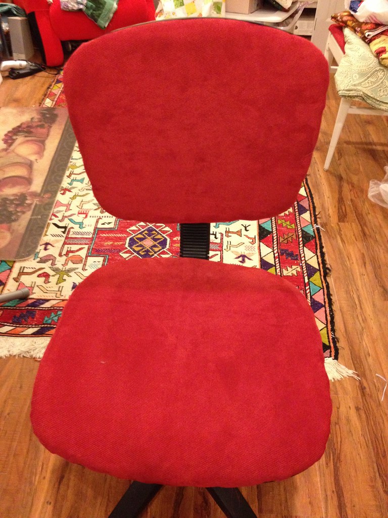 Upholstering old office chair Used red upholstery fabric t… Flickr