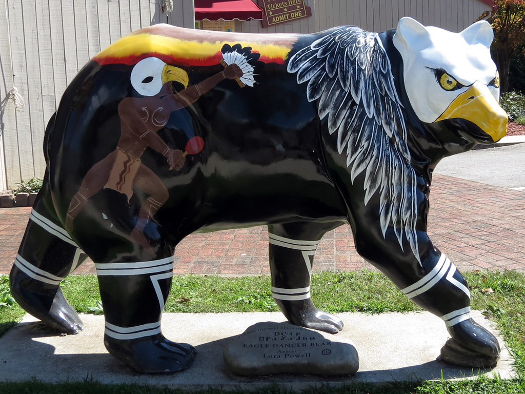 Eagle Dancer Bear Statue in Cherokee, NC Amy Evenstad Flickr