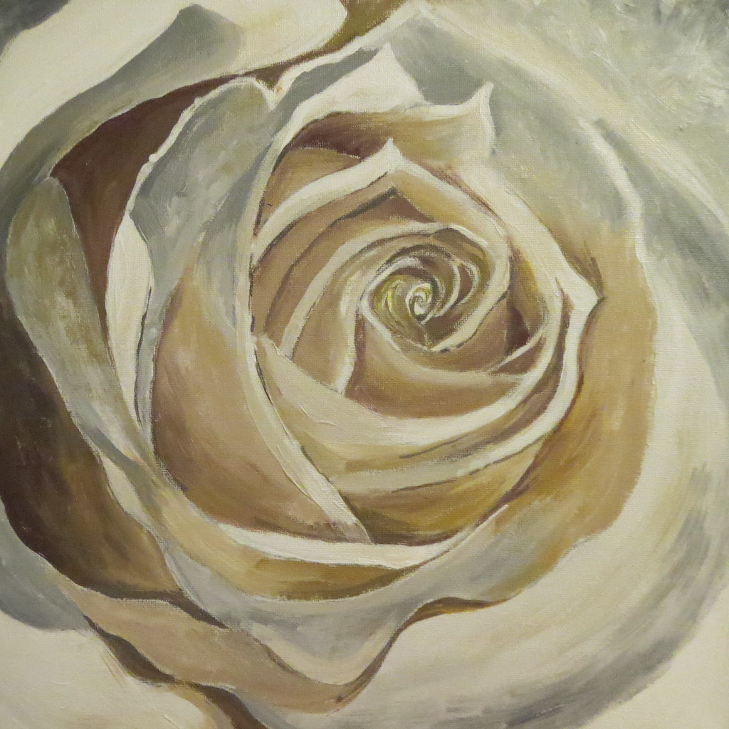 White Rose Acrylic Painting