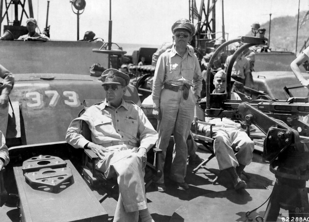 Gen. Douglas MacArthur arriving at the wrecked dock at Cor… Flickr