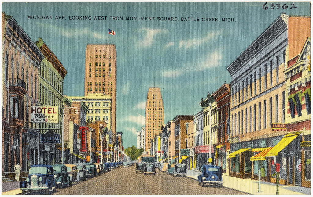 Michigan Ave. looking west from Monument Square, Battle Cr… Flickr