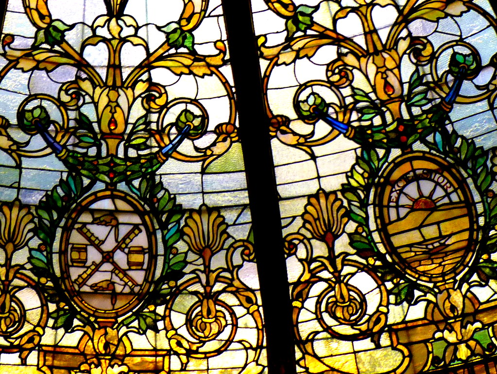Courthouse stained glass, with beaver, windmill, and flour… Flickr