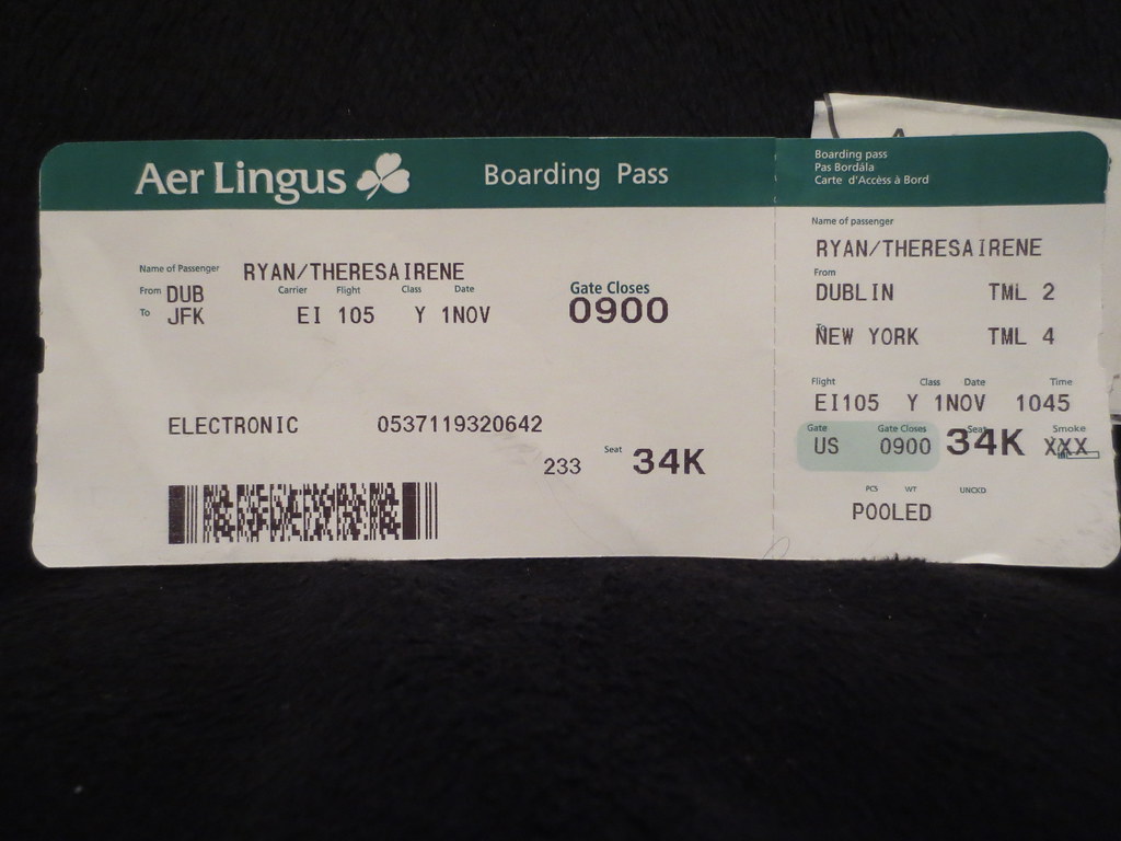 New York USA to Dublin Ireland airplane ticket Dublin mean… Flickr