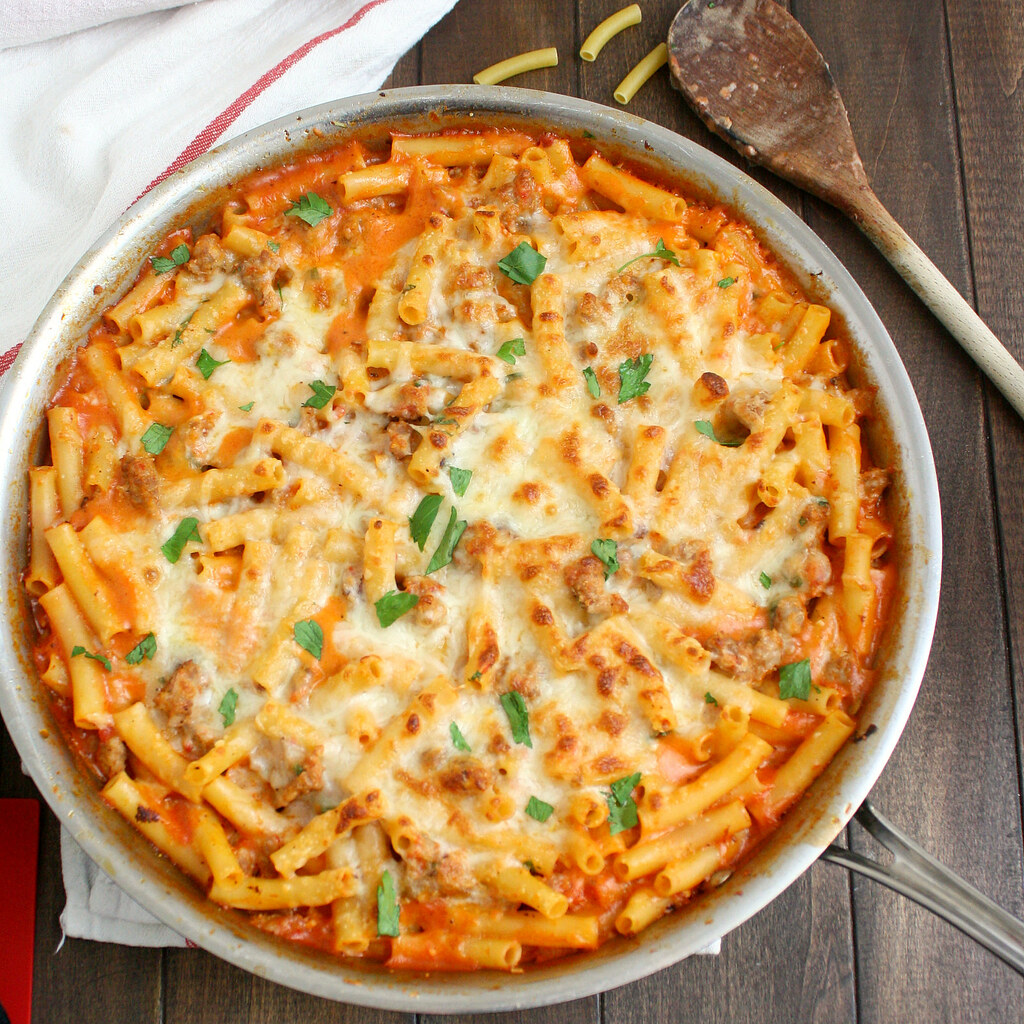 Skillet Baked Ziti with Sausage traceysculinaryadventures.… Flickr