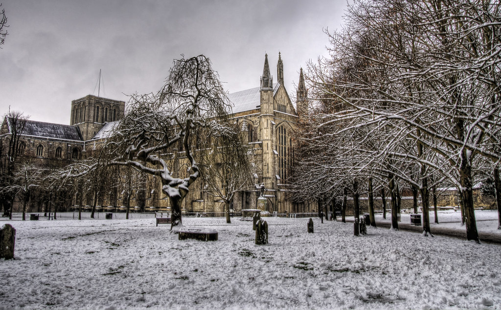 Winchester Cathedral in the snow Winter Another view of th… Flickr