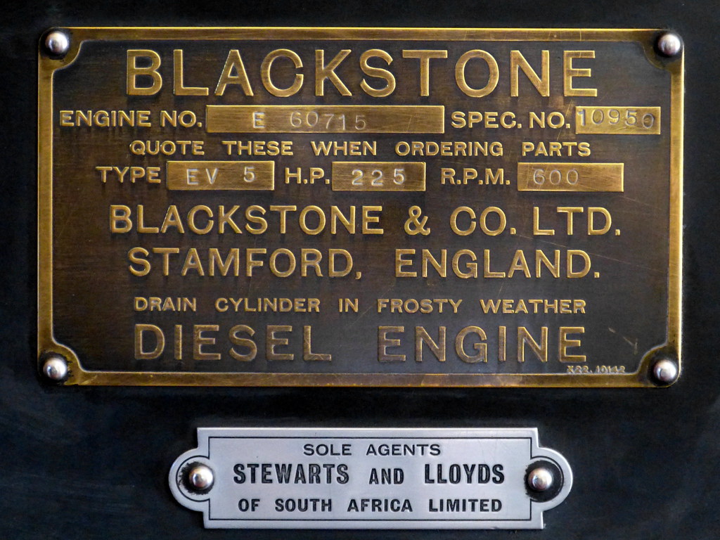 BLACKSTONE Stamford England Diesel Engine plaque on genera… Flickr
