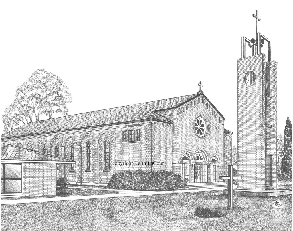 St. Paul Catholic Church / Mansura, LA Pencil drawing by K… Flickr