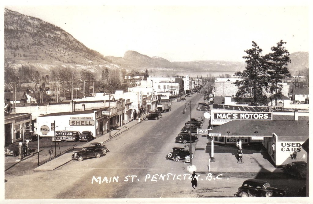 Postcard Penticton, BC, c.1939 "Main St. Penticton, B.C."… Flickr