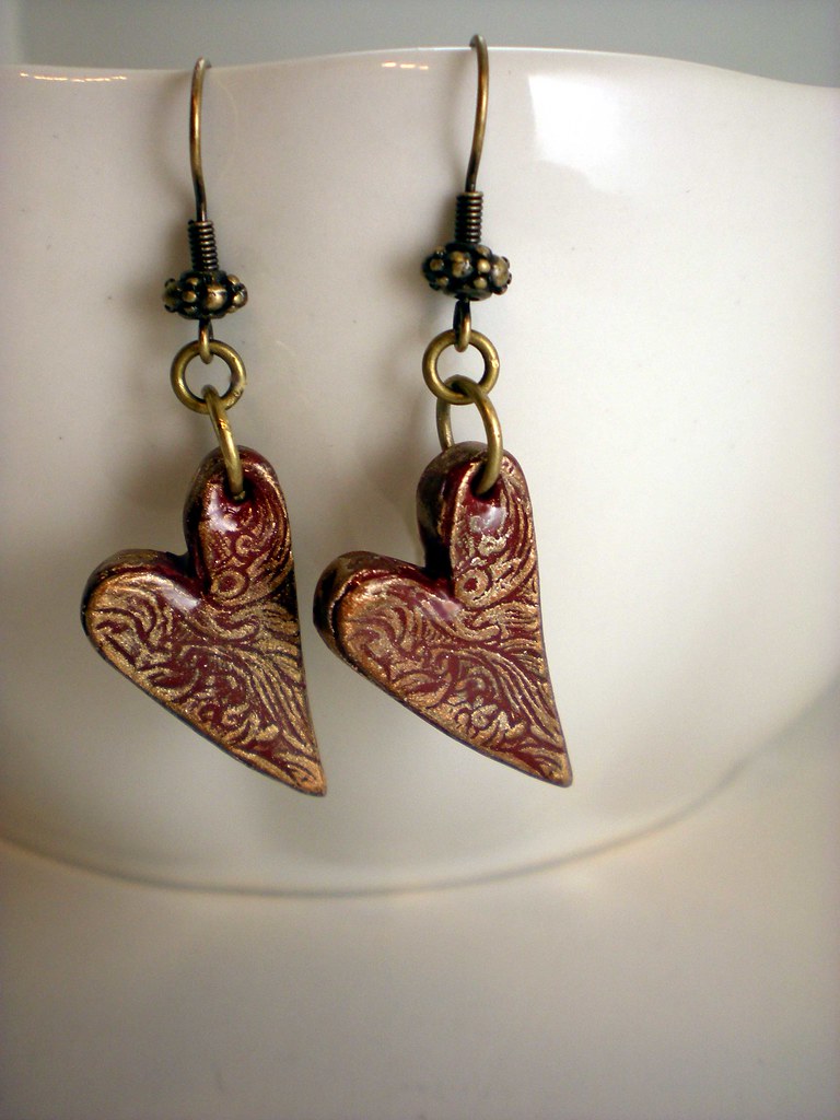 polymer clay heart earrings Irene MacKinnon Flickr