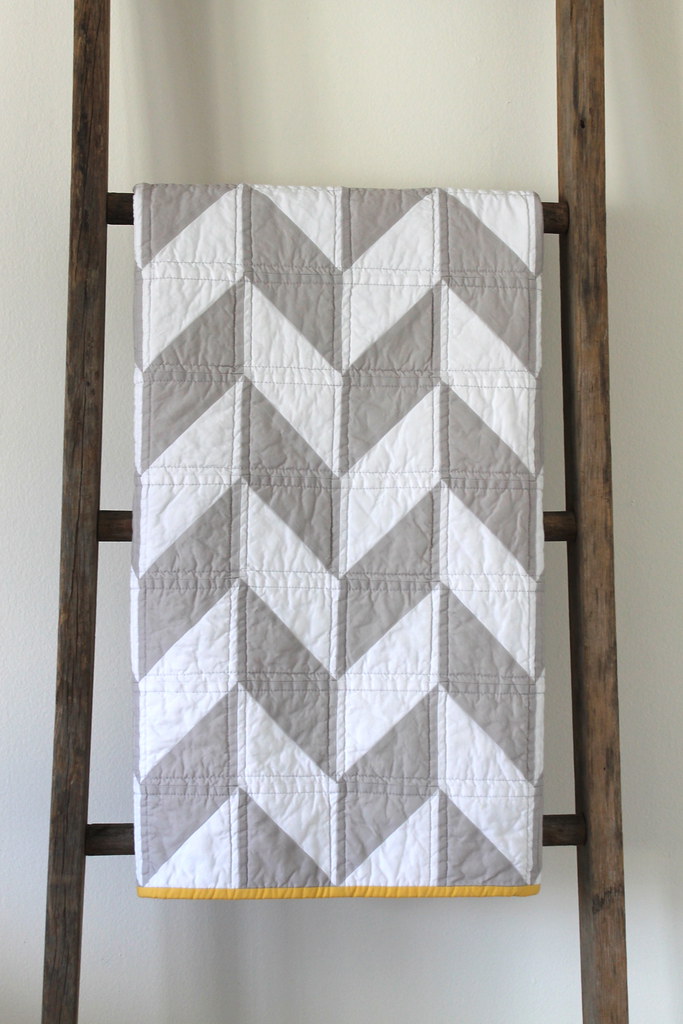 grey and white herringbone baby quilt. custom. Erica Sage Flickr