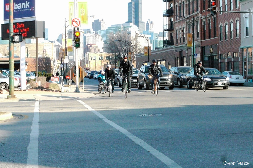 Cycling at Ogden, Milwaukee, Chicago Avenues Steven Vance Flickr