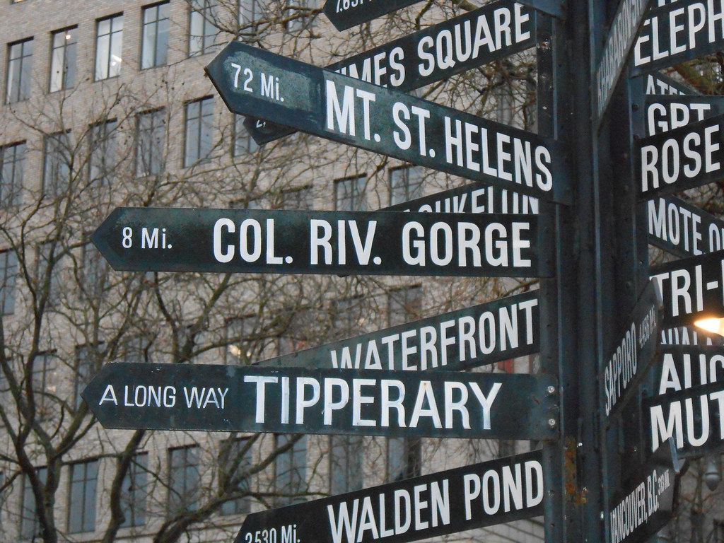 Portland Distance Sign In Pioneer Courthouse Square, confi… Flickr