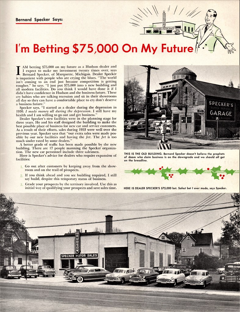 Specker Motor Sales, Hudson, Marquette MI, 1953 Alden Jewell Flickr